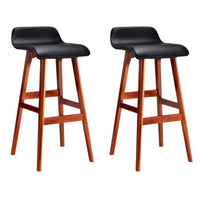 Artiss 2x Bar Stools Wooden Stool Black - ElectronX Plus