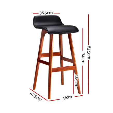 Artiss 2x Bar Stools Wooden Stool Black - ElectronX Plus