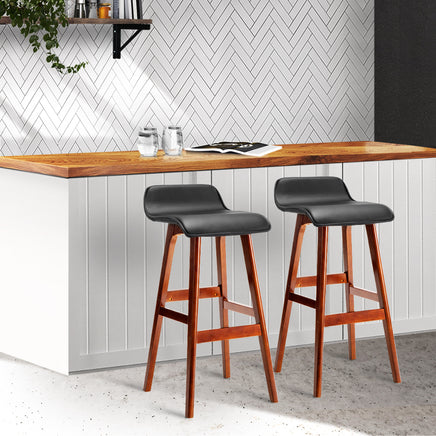 Artiss 2x Bar Stools Wooden Stool Black - ElectronX Plus