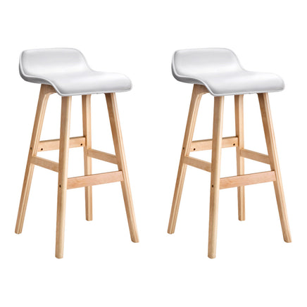 Artiss 2x Bar Stools Wooden Stool White - ElectronX Plus