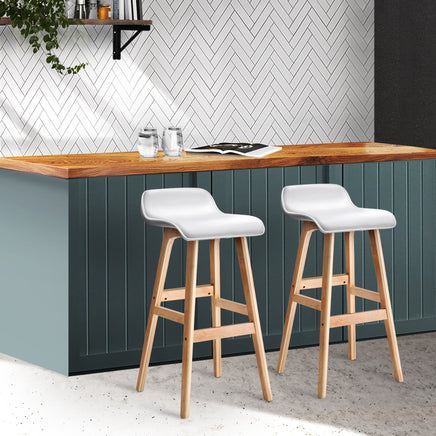 Artiss 2x Bar Stools Wooden Stool White - ElectronX Plus