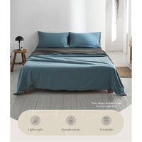 Cosy Club Cotton Bed Sheets Set Blue Grey Cover Double - ElectronX Plus