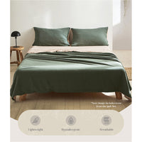 Cosy Club Cotton Bed Sheets Set Green Beige Cover Double - ElectronX Plus