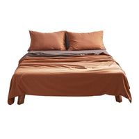 Cosy Club Cotton Bed Sheets Set Orange Brown Cover Double - ElectronX Plus