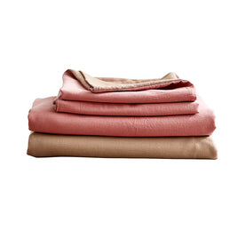 Cosy Club Cotton Bed Sheets Set Pink Brown Cover Double - ElectronX Plus