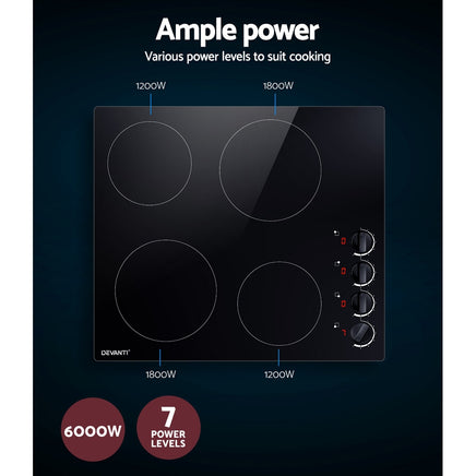 Devanti Electric Ceramic Cooktop 60cm - ElectronX Plus