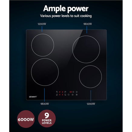 Devanti Electric Ceramic Cooktop 60cm Touch Control - ElectronX Plus