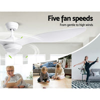 Devanti 52'' Ceiling Fan DC Motor w/Light w/Remote - White - ElectronX Plus