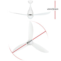 Devanti 52'' Ceiling Fan DC Motor LED Light Remote Control - White - ElectronX Plus