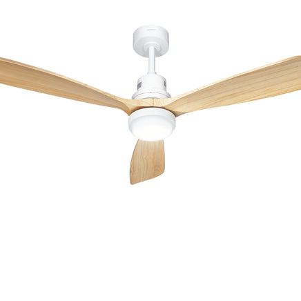 Devanti 52'' Ceiling Fan AC Motor LED Light Remote - Light Wood - ElectronX Plus