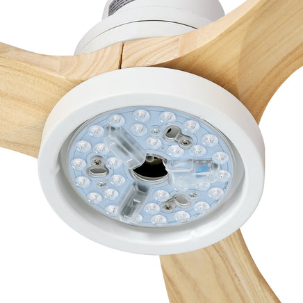 Devanti 52'' Ceiling Fan AC Motor LED Light Remote - Light Wood - ElectronX Plus