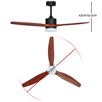 Devanti 52'' Ceiling Fan AC Motor 3 Blades w/Light - Dark Wood - ElectronX Plus