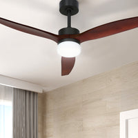 Devanti 52'' Ceiling Fan AC Motor 3 Blades w/Light - Dark Wood - ElectronX Plus