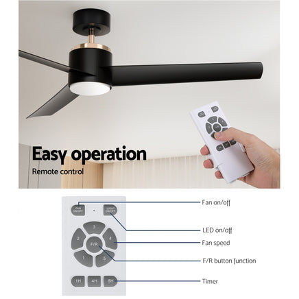 Devanti 52'' Ceiling Fan DC Motor w/Light w/Remote - Black - ElectronX Plus