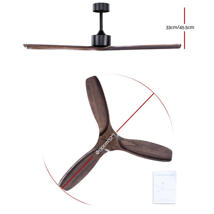 Devanti 52'' Ceiling Fan AC Motor 3 Blades w/Remote - Dark Wood - ElectronX Plus