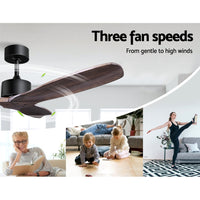 Devanti 52'' Ceiling Fan AC Motor 3 Blades w/Remote - Dark Wood - ElectronX Plus