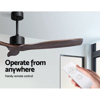 Devanti 52'' Ceiling Fan AC Motor 3 Blades w/Remote - Dark Wood - ElectronX Plus