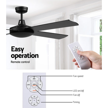 Devanti 52'' Ceiling Fan w/Remote - Black - ElectronX Plus