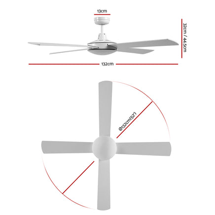 Devanti 52'' Ceiling Fan w/Remote - White - ElectronX Plus