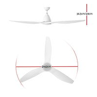 Devanti 64'' Ceiling Fan DC Motor w/Light w/Remote - White - ElectronX Plus