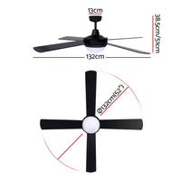 Devanti 52'' Ceiling Fan AC Motor w/Light w/Remote - Black - ElectronX Plus