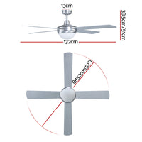 Devanti 52'' Ceiling Fan AC Motor w/Light w/Remote - Silver - ElectronX Plus