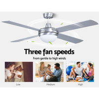 Devanti 52'' Ceiling Fan AC Motor w/Light w/Remote - Silver - ElectronX Plus