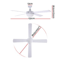 Devanti 52'' Ceiling Fan AC Motor w/Light w/Remote - White - ElectronX Plus