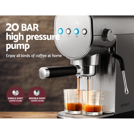 Devanti 20 Bar Coffee Machine Espresso Cafe Maker - ElectronX Plus