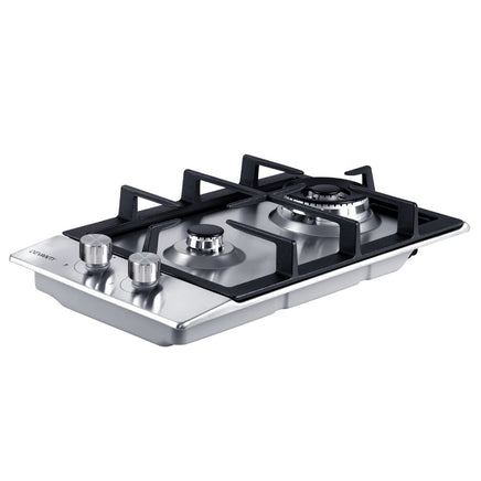 Devanti Gas Cooktop 30cm 2 Burner Silvir - ElectronX Plus