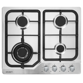 Devanti Gas Cooktop 60cm 4 Burner Silvir - ElectronX Plus