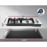 Devanti Gas Cooktop 60cm Stove Hob Silvir - ElectronX Plus