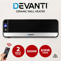 Devanti 2000W Wall Mounted Panel Heater - Black - ElectronX Plus