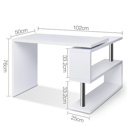 Artiss Computer Desk L-Shape Bookshelf White - ElectronX Plus