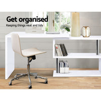 Artiss Computer Desk L-Shape Bookshelf White - ElectronX Plus