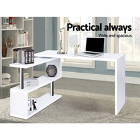 Artiss Computer Desk L-Shape Bookshelf White - ElectronX Plus