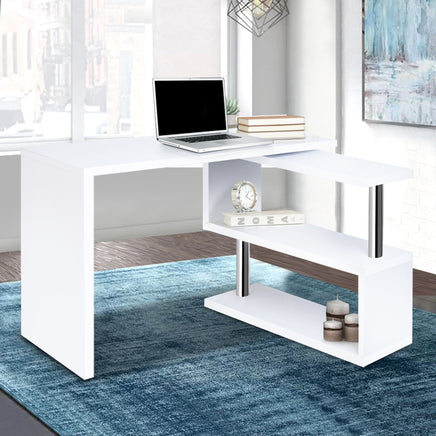 Artiss Computer Desk L-Shape Bookshelf White - ElectronX Plus