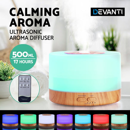 Devanti Aroma Diffuser Aromatherapy Light Wood 500ml - ElectronX Plus