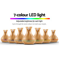 Devanti Aroma Diffuser Aromatherapy Light Wood 400ml - ElectronX Plus