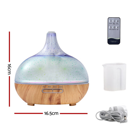 Devanti Aroma Diffuser Aromatherapy 3D Glass 400ml - ElectronX Plus