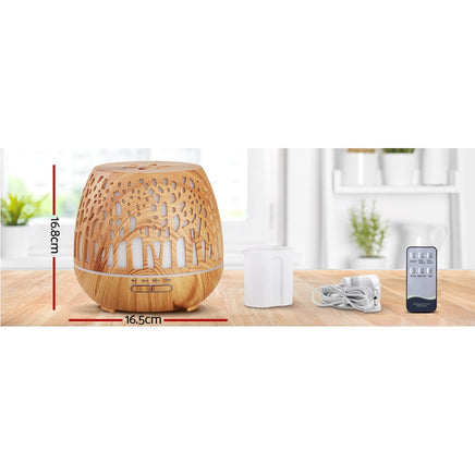 Devanti Aroma Diffuser Aromatherapy Wood Grain 400ml - ElectronX Plus