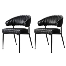 Artiss Dining Chairs Set of 2 Leather Hollow Armchair Black - ElectronX Plus