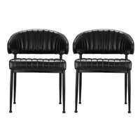 Artiss Dining Chairs Set of 2 Leather Hollow Armchair Black - ElectronX Plus