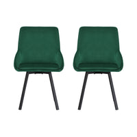 Artiss Dining Chairs Set of 2 Velvet Swivel Base Green - ElectronX Plus