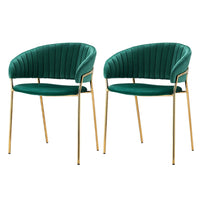 Artiss Dining Chairs Set of 2 Velvet Hollow Armchair Green - ElectronX Plus