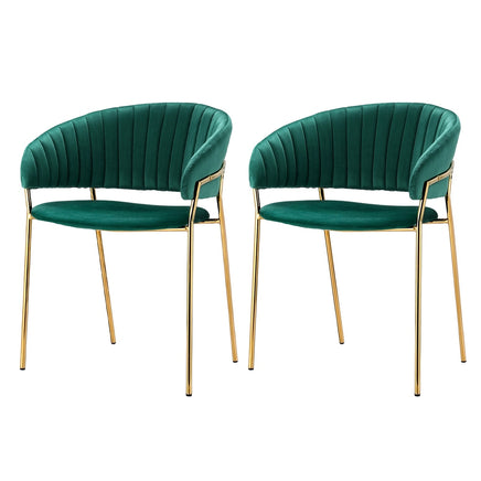 Artiss Dining Chairs Set of 2 Velvet Hollow Armchair Green - ElectronX Plus