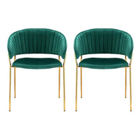 Artiss Dining Chairs Set of 2 Velvet Hollow Armchair Green - ElectronX Plus