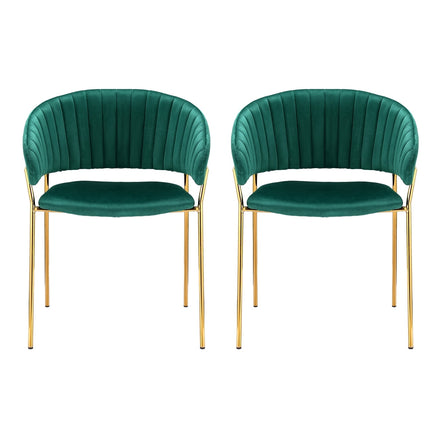 Artiss Dining Chairs Set of 2 Velvet Hollow Armchair Green - ElectronX Plus