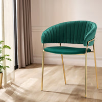 Artiss Dining Chairs Set of 2 Velvet Hollow Armchair Green - ElectronX Plus