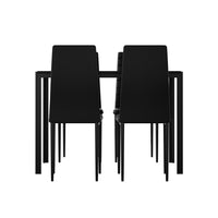 Artiss Dining Chairs and Table Dining Set 4 Chair Set Of 5 Black - ElectronX Plus